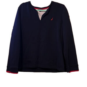 Nautica Blue Long Sleeve V Neck Shirt Women’s Size Large Top
